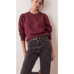 Marine Layer Corbet Puff Sleeve Sweatshirt Merlot-sz Small